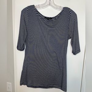 Navy blue stripe 3/4 length sleeve.